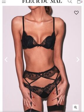 Fleur du Mal Black Lace Push-Up Frankie Bra